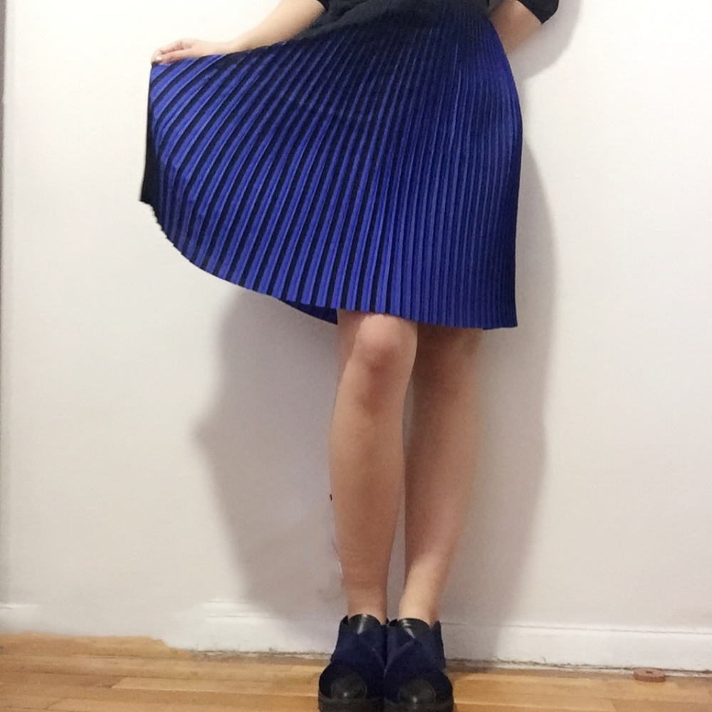 & Other Stories Black and Blue pleated mini skirt